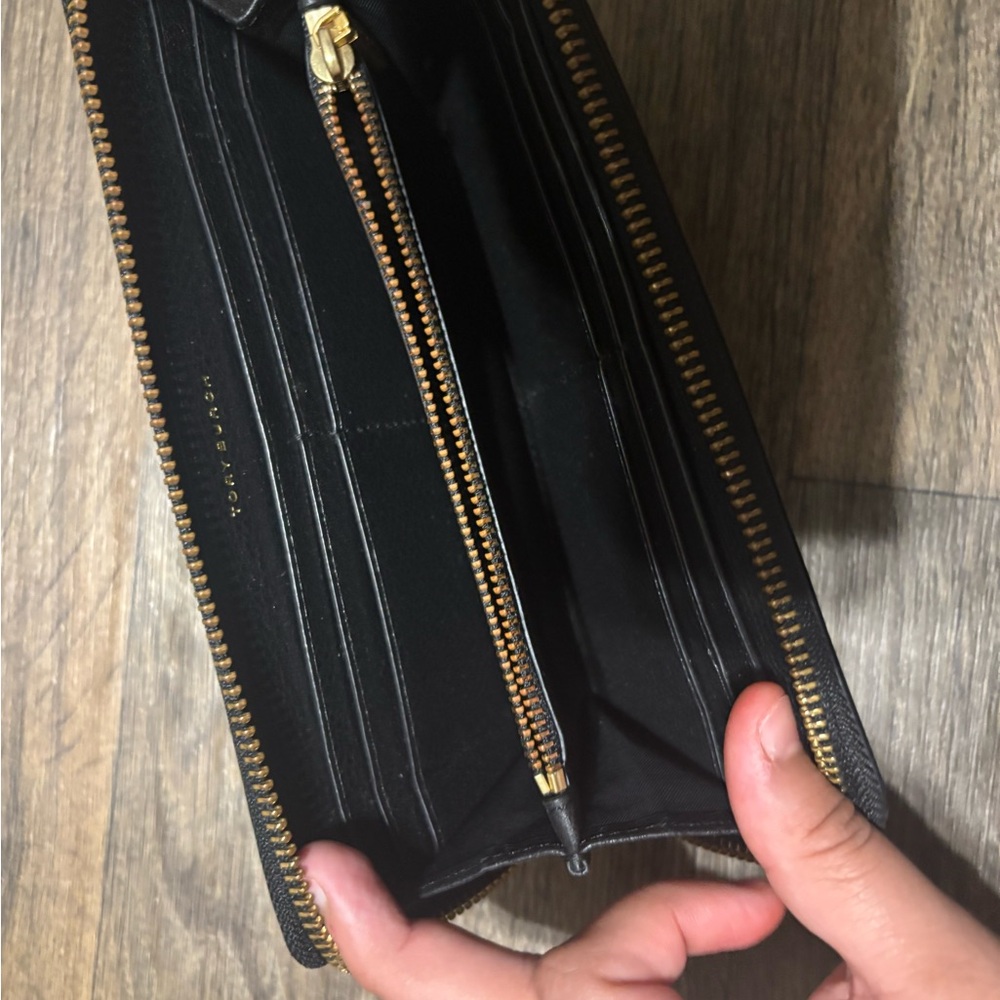 Tory Burch Black Leather Pouch with Gold Zipper - Picture 6 of 6